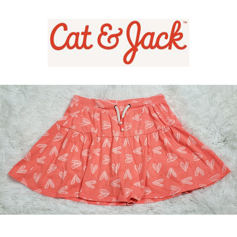 Cat & Jack Orange Hearts Skirt Size Large 10/12